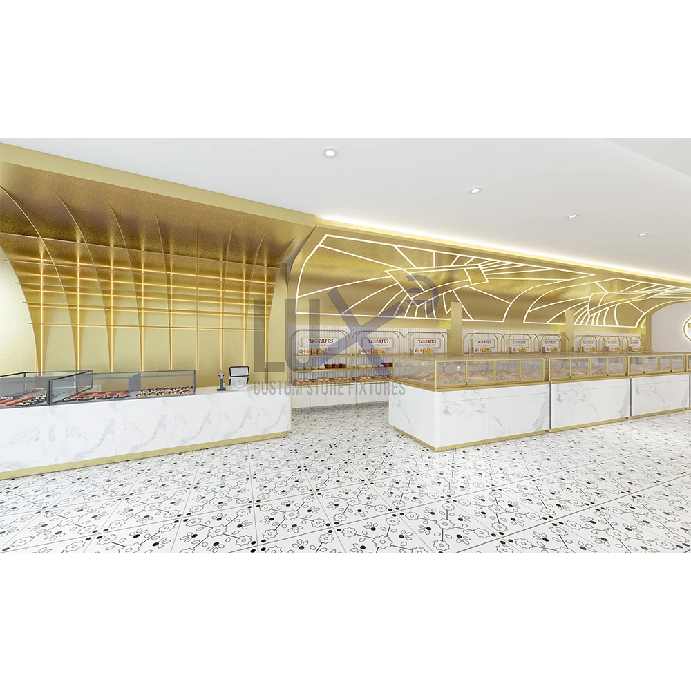 LUX Whole Shop Interior Design Decoration Showcase Bakery Pastry Cake Stand Up Display Rack Furniture