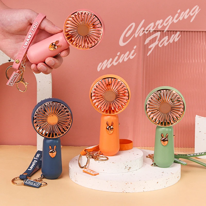 Electric USB Rechargeable fan LED light Ventilateur Purple Hand Held  Rabbit Air Fans paper mini fan portable