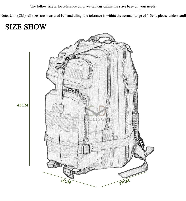 Mens Wholesale Custom Waterproof 35L MOLLE System Tactical Backpack 3P Bag Out Bag Assault Hiking Backpack