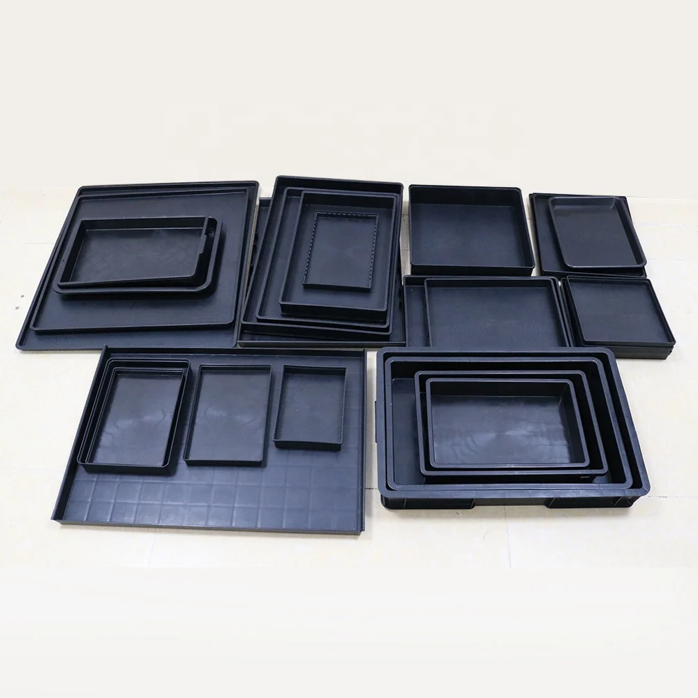 Антистатические пластиковые поддоны серии ESD среднего размера, черный лоток, несколько спецификаций доступны