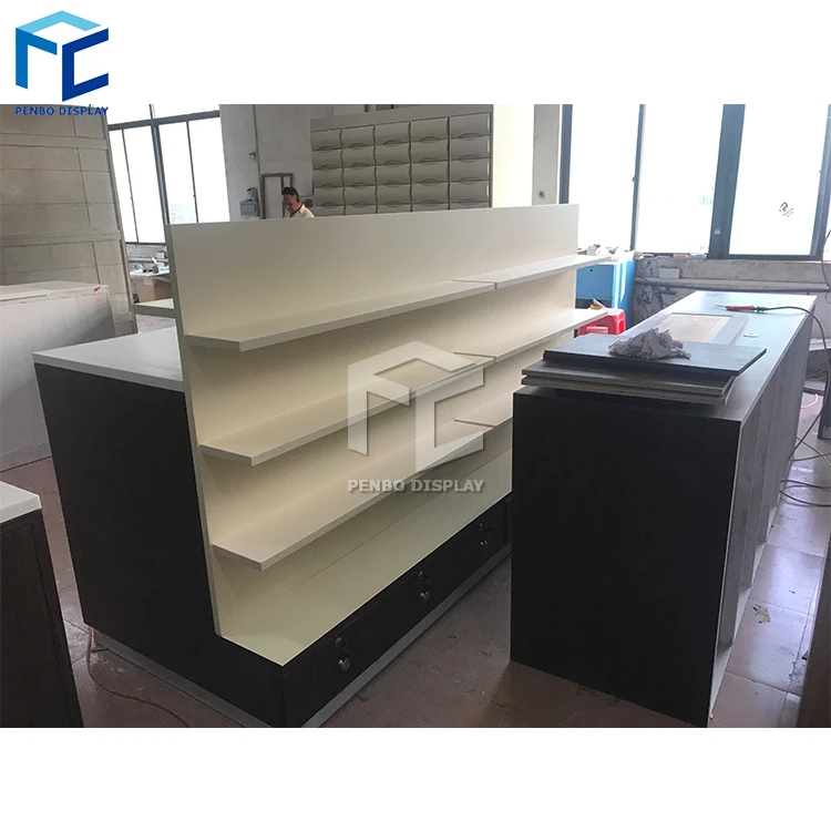 Modern Medical Store Display Counter Design Health Care Store Furniture Retail Pharmacy Counter Display Furniture for Pharmacy