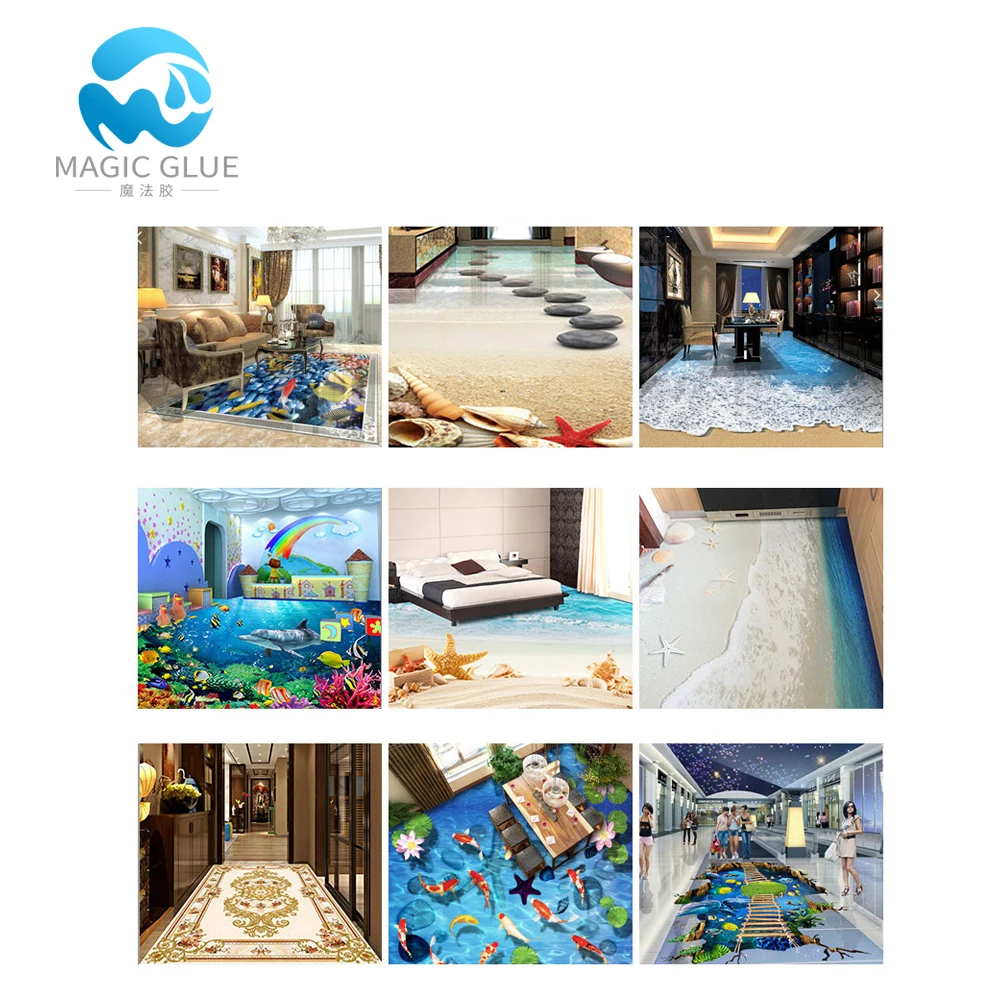 Anti Scratch AB Epoxy Resin 3D Flooring with Sticker