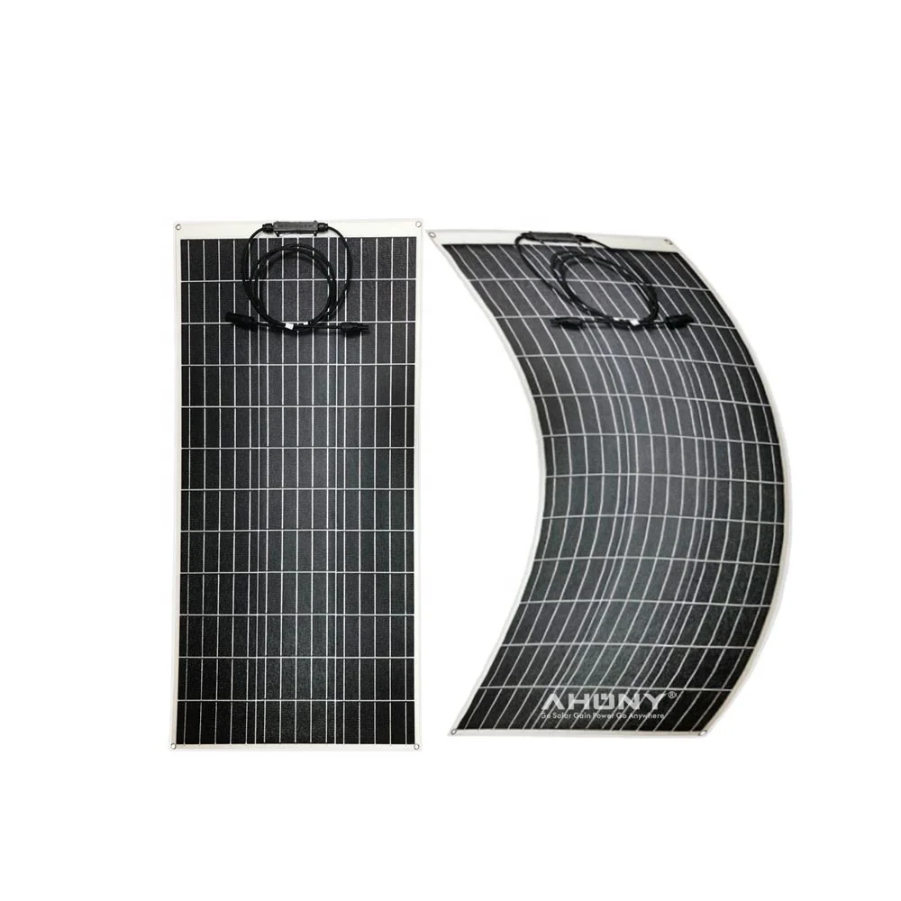 AHONY 100w  mono flexible solar panel max bend 65degree hight efficiency solar cell solar pv module rv system semi flexible pv