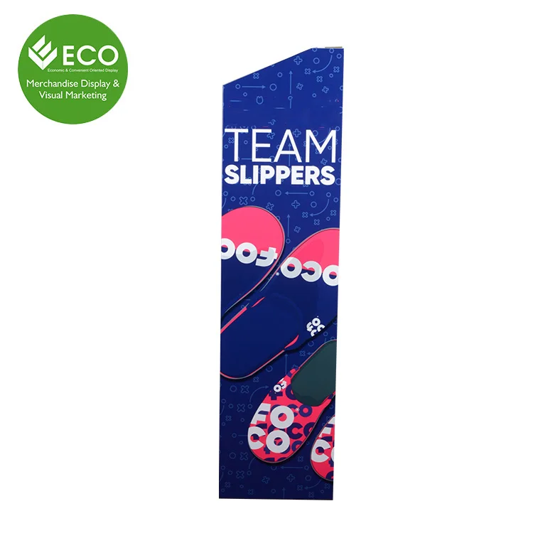 Customized Pop Cardboard Pegboard Hook Floor Slipper Display Stand