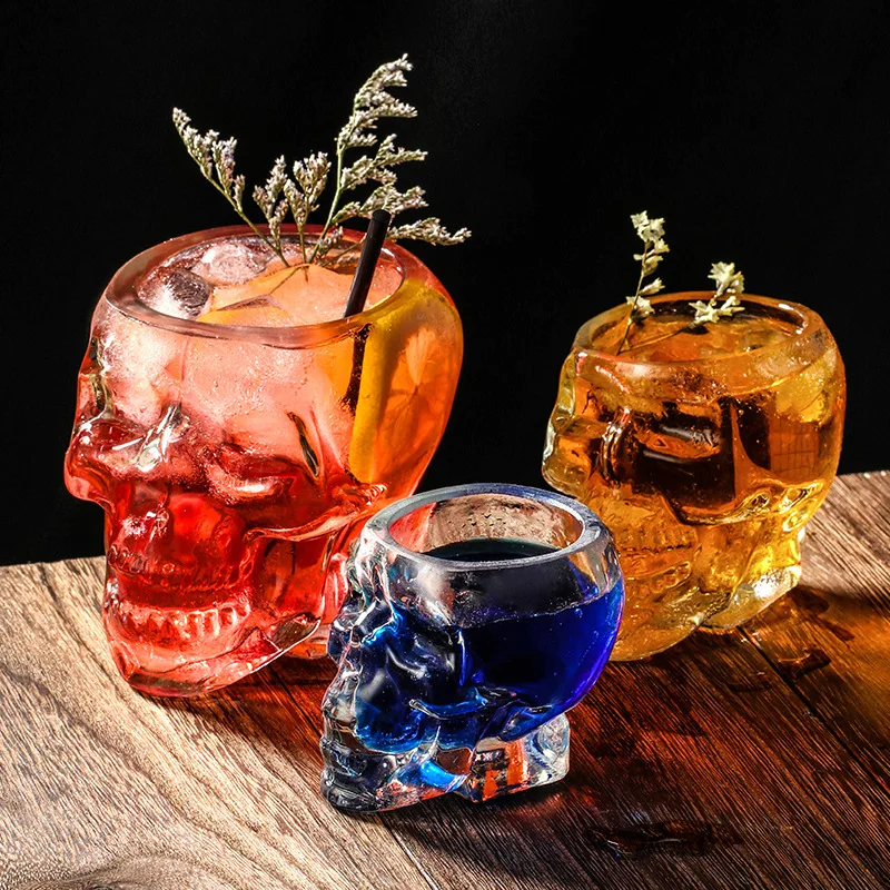 12 OZ Skull Shape Glass Cup Skull Shape Whisky Bottles Creative Gifts Beer Tumbler 3 Size Skull Wine Bottles Whisky Bottles