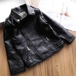 2019 autumn and winter clothing new boy neutral cool motorcycle kids children PU black coat girls leather jacket