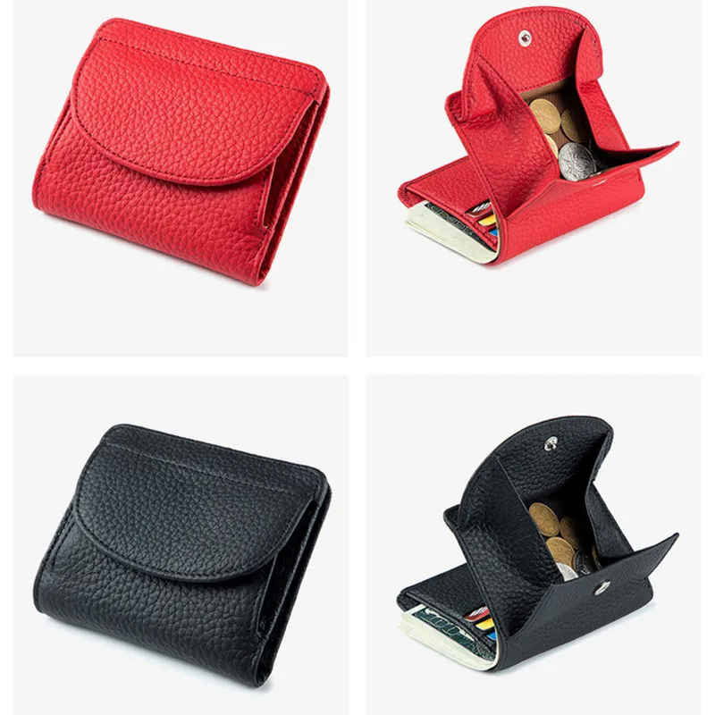 Women Wallet Genuine Leather Coin Holder Slim Mini Wallet with Coin Purse RFID Real Leather Cute Wallet for Women