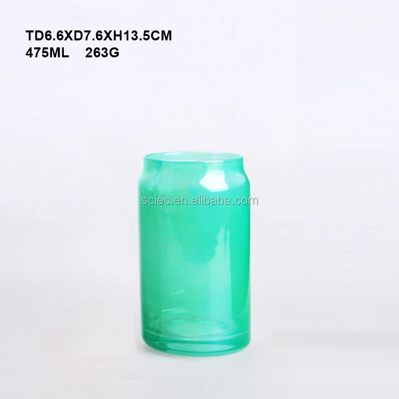 Amber Classic can tumbler glass / ice coffee cup / glass water cans mouth blow luxury beer glass colored glass green  mouth blow