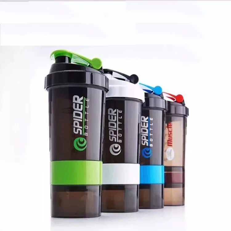 Protein Shaker Mixer Bottle Sports Fitness gym 3 Layers Multifunction 600ml BAP free Shaker Bottle