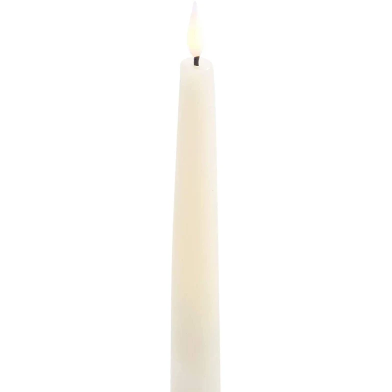 
Flickering Flameless Taper Candles with Remote - 12 Inch LED Candlesticks, Realistic 3D Flame with Wick, Ivory Real Wax 