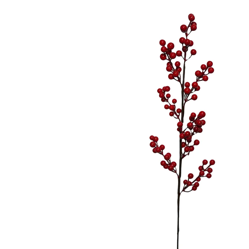 Home Decoration Faux Flower 21 Forks Artificial Plants Christmas Berry Red