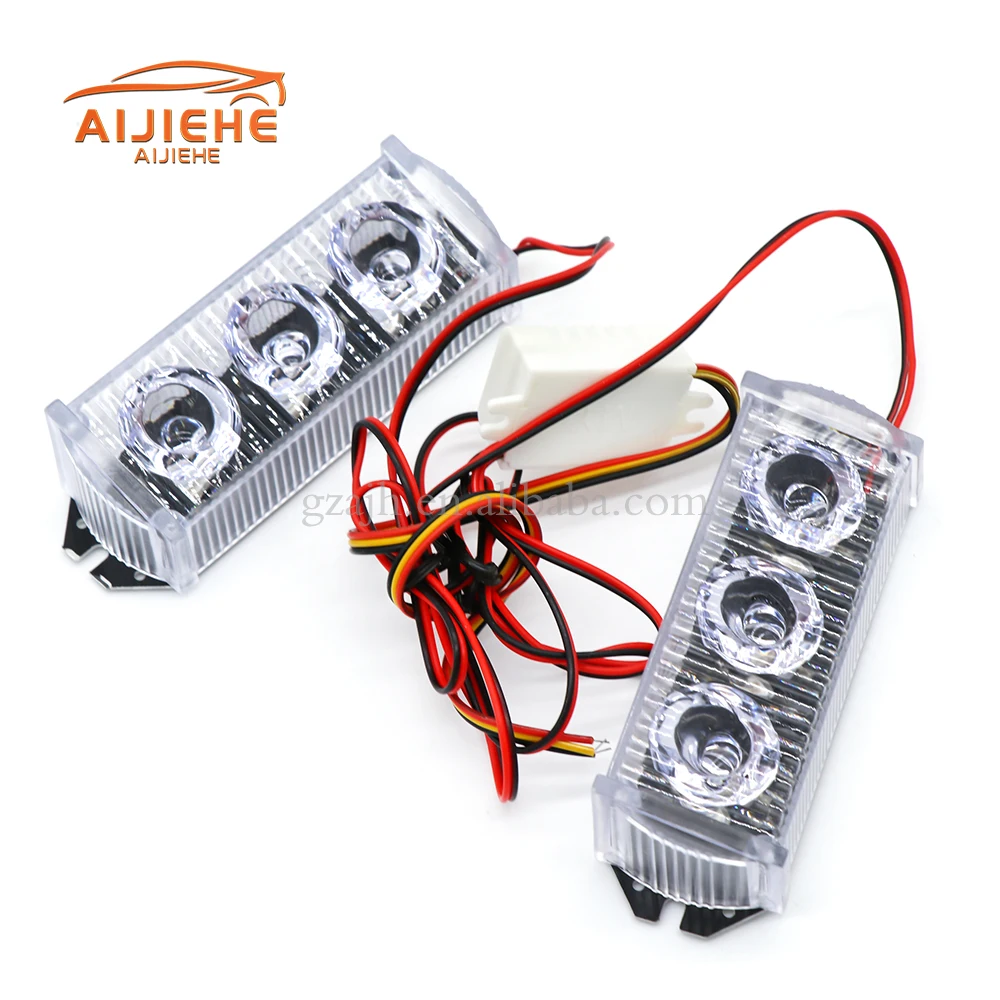 Strobe Lamp Daytime Running Lights 12V Flash Light Warning Emergency Hazard Car 4X3 Strobe Warning Light Front Deck Grille LED