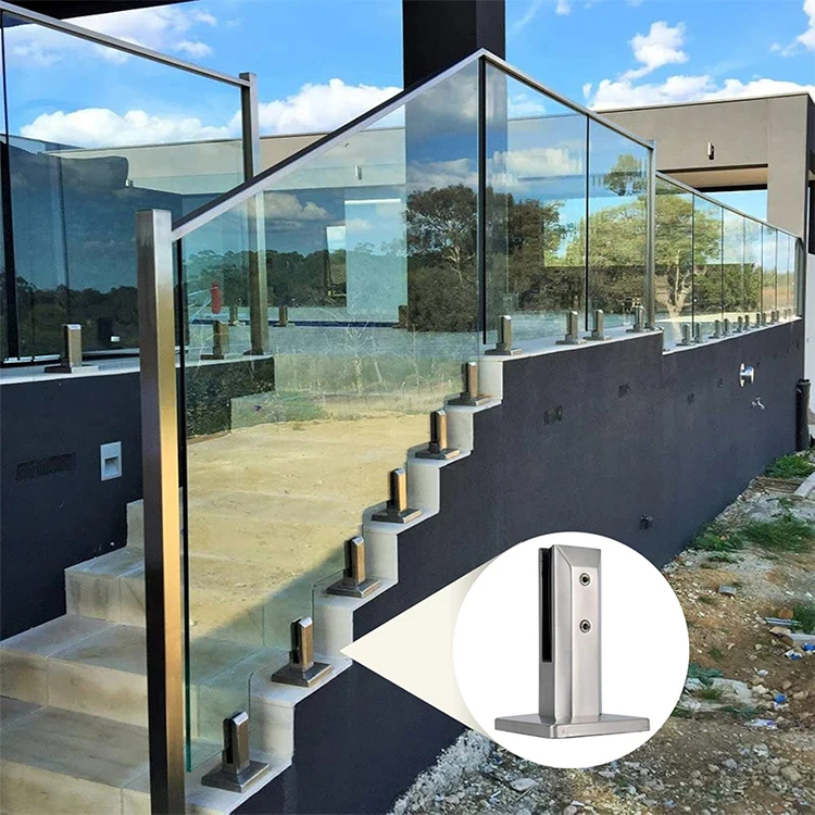 Glass Balustrade Staircase Tempered Railing Tilt Angle Adjustable Stainless Steel Glass Spigot For Staircase