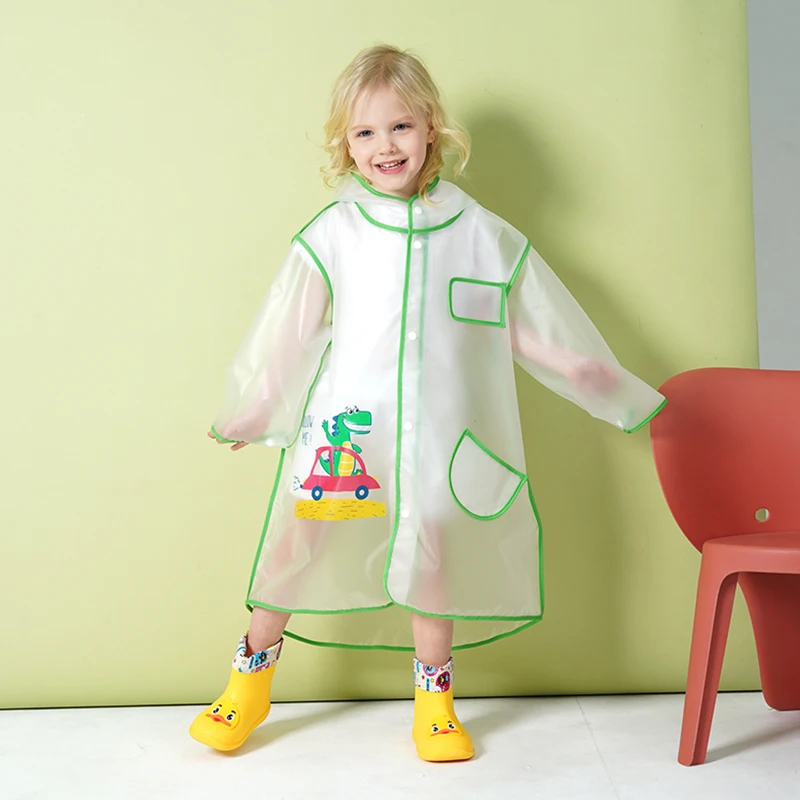 Kids Raincoats Waterproof Hooded Rain Poncho Jacket Toddler Boys Girls Rain Suit Reusable Rainwear