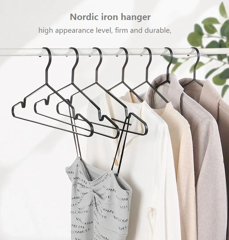New products heavy iron clothes hangars black white coat metal hanger Factory wholesale electroplated hanger hijab hanger