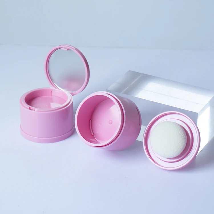 2024 pink custom 5g empty plastic cheek blush jar body highlight shading hairline concealer powder jar with mirror with puff