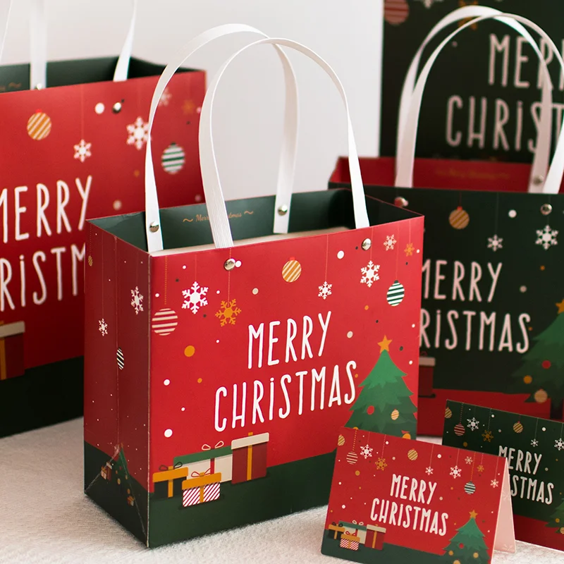 Recyclable material paper bag for Christmas custom paper shopping bag Christmas paper bag packaging