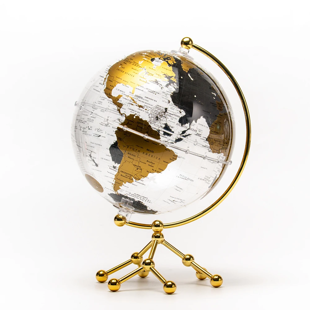 Wellfun Gold Stand World Earth Globe with LED Glitter Home And Office Decoration Globes