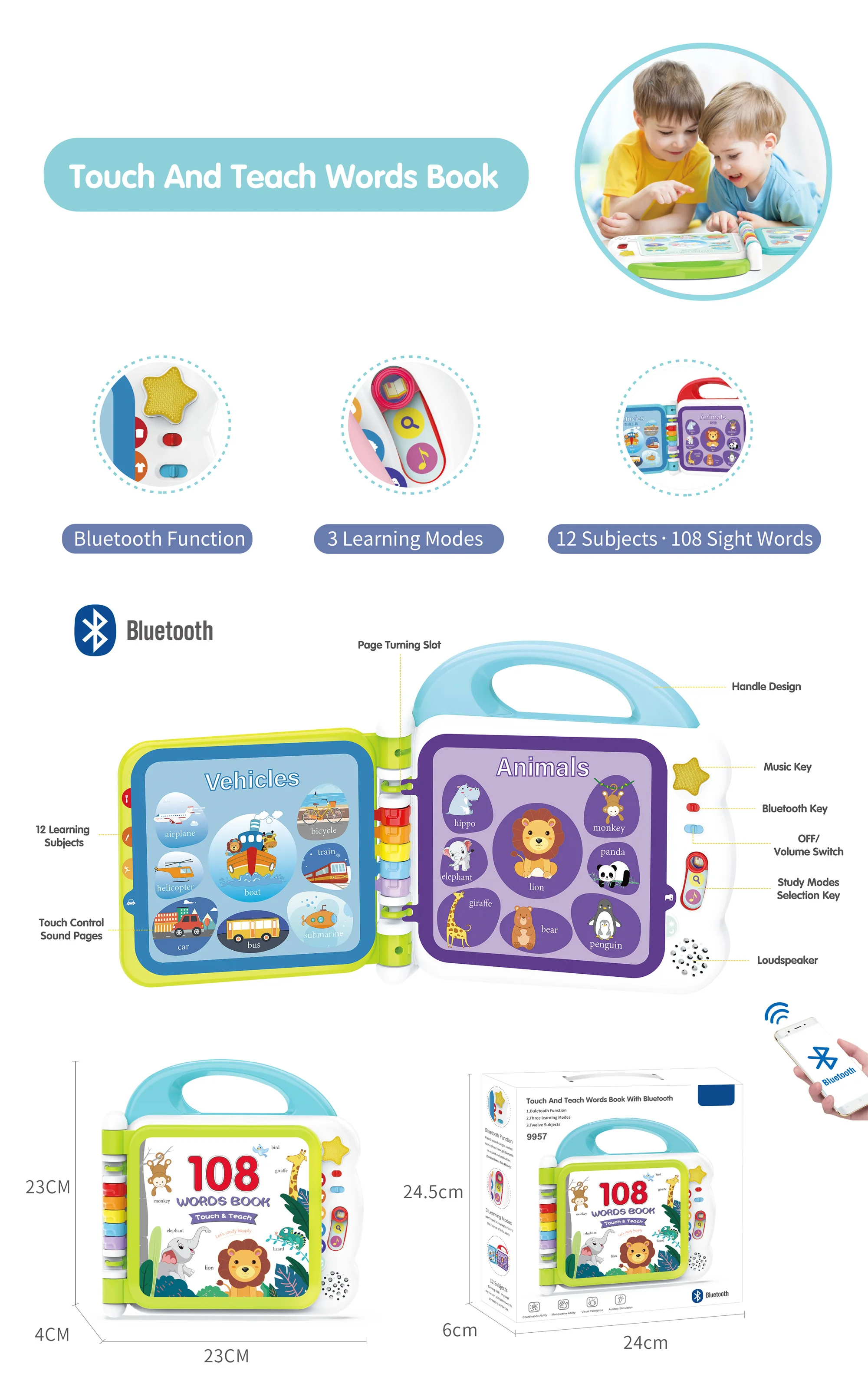 Learning Friends English-Chinese 108 Words Book Early Learning Education Toys with Activity Guide for Baby Boys Girls Gifts