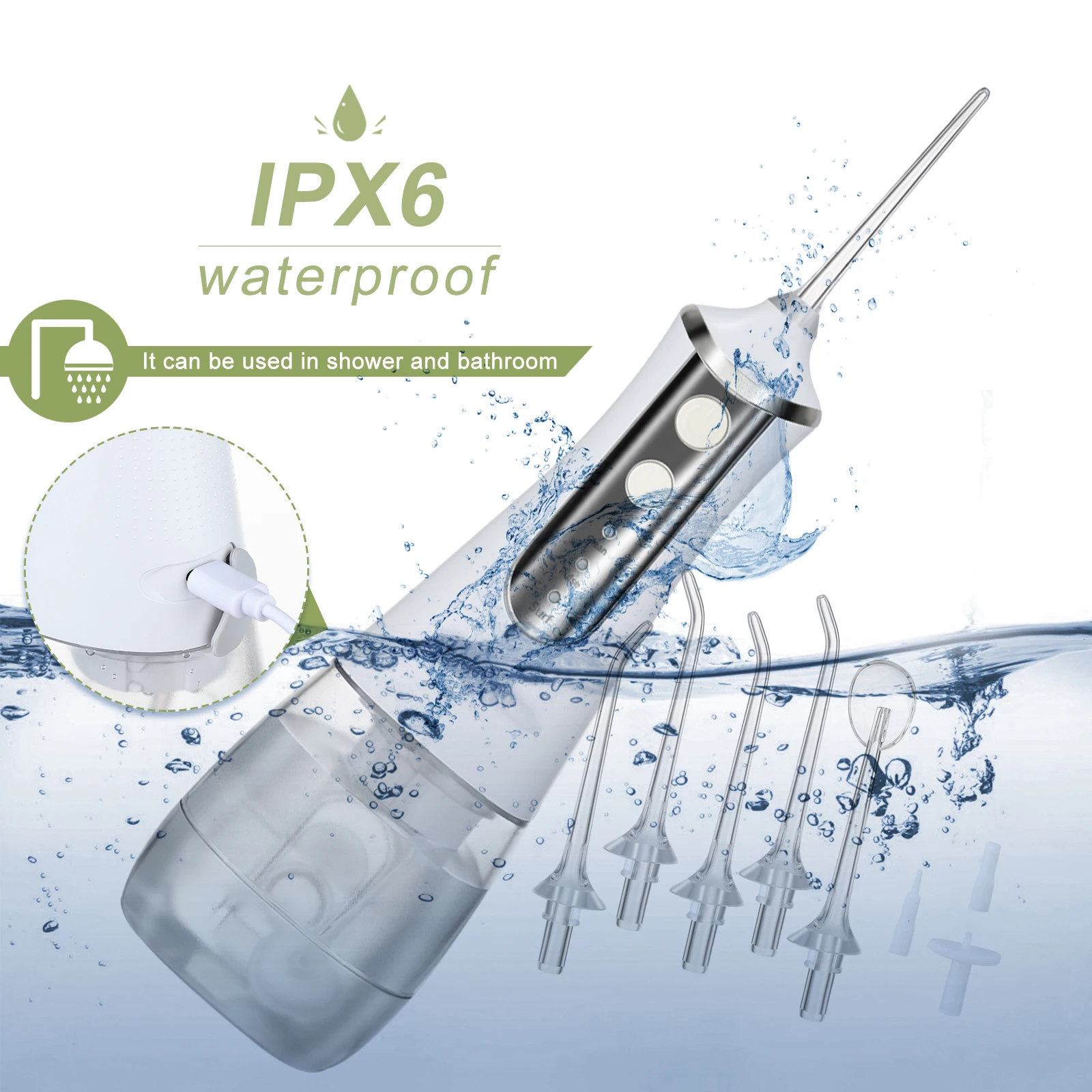  Dropshipping 2021 Portable Dental Irrigator Water Flosser Cordless Oral Rechargeable Supplies For