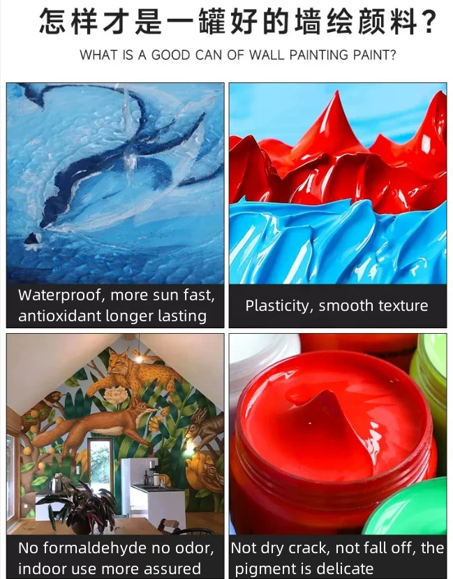 Wholesale 500ml Wall Paints Liquied Acrylic Paint Color Set OEM For Outdoor Painting 3d Acrylic Paint