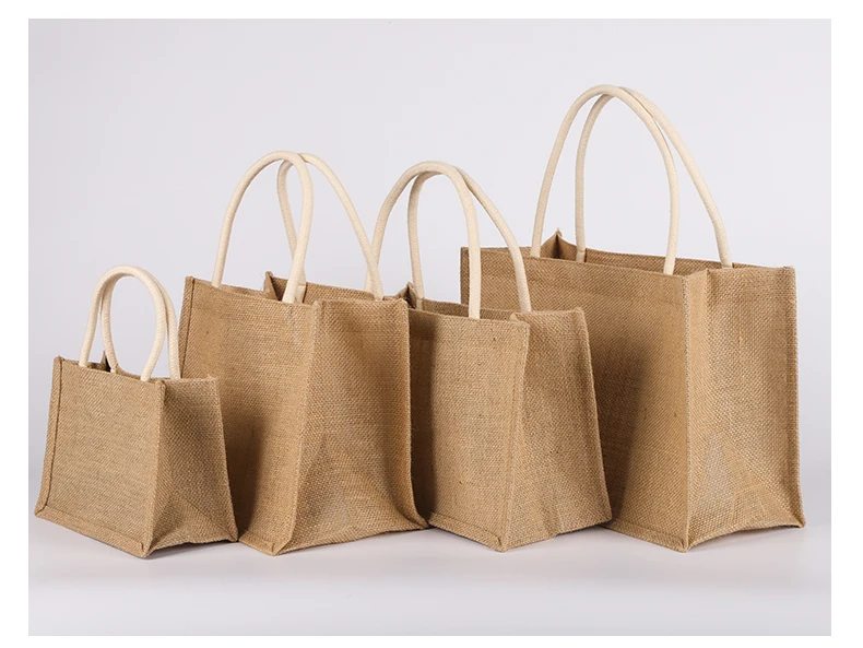 Tote Bag Jute Letter Cotton  Customized Print Jute Tote Bag Natural  Natural Burlap Bag