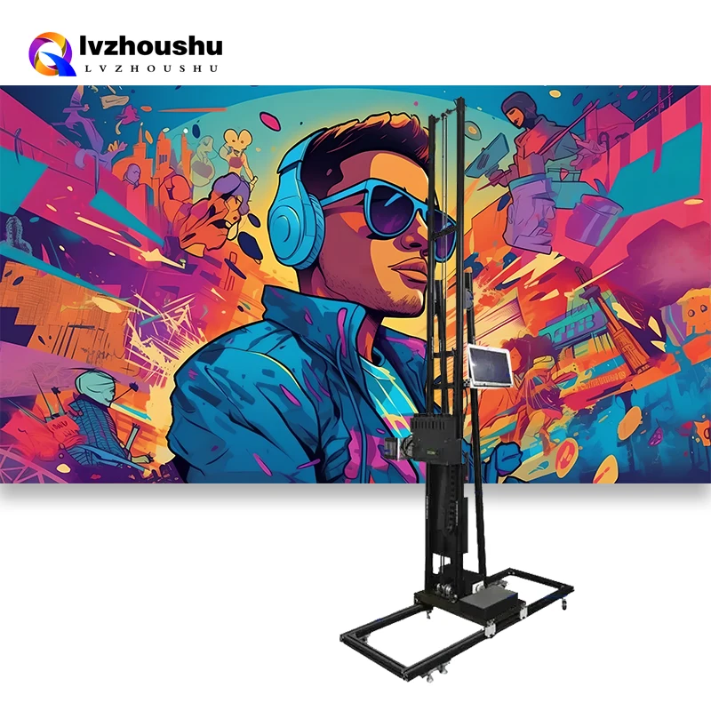 3D Background Wall Painting Printer Wheel Rail All in One UV Wall Printing Machine 3D Vertical Wall Printer