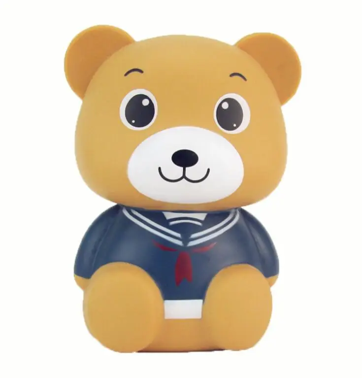 Plastic collapsible cartoon bear piggy bank