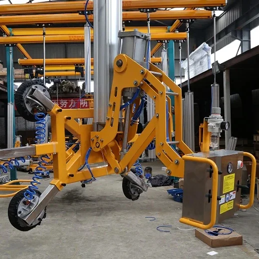 Adjustable handle 4/6 Suction Cups Pneumatic Glass Lifter Sucker with Column for glass processing