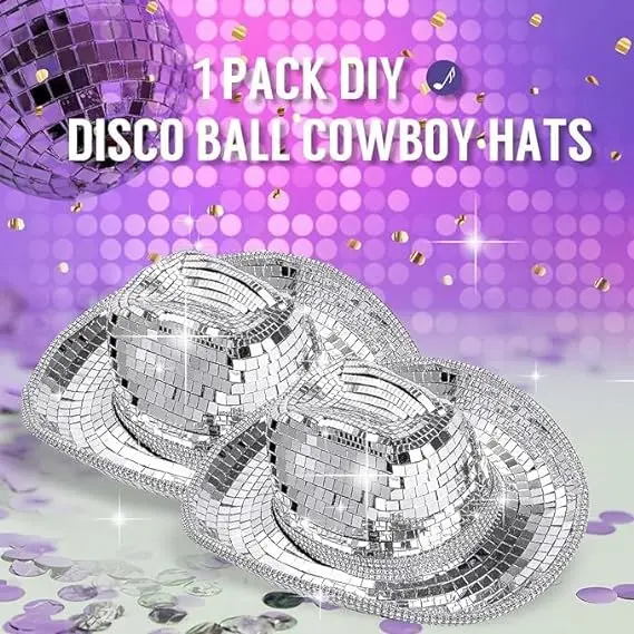 High Quality Performance Popular Glass Silver Party Stage Costume Mirror Handmade Disco Hat