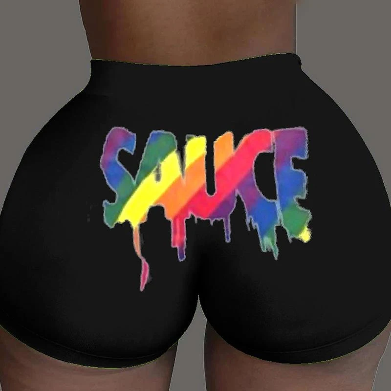 Ladies Tight Shorts Pattern Printed Shorts Hot Shorts Hot Sale Sexy Elastic Waist High Sexy & Club Breathable Quick Dry Regular