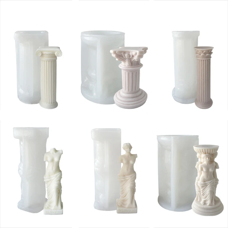 DIY Gift Soy Wax Roman Columns Candle Molds for candle making Handmade Human Body Gypsum  Silicone Mold