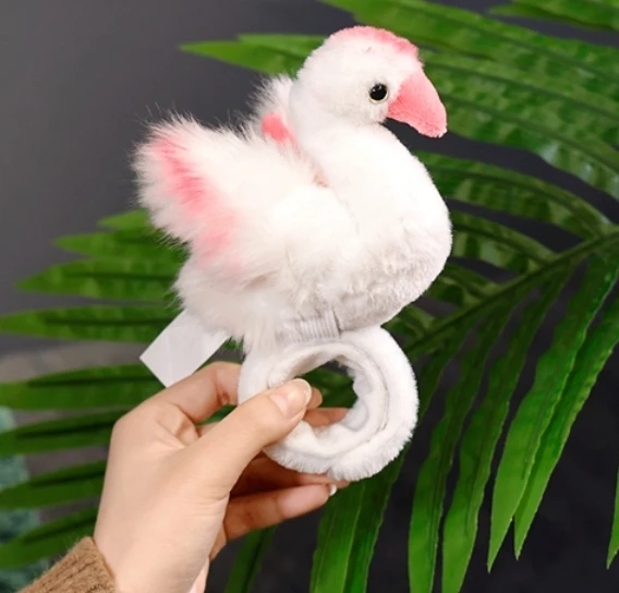 Simulated flamingo snap circle plush toy for kids