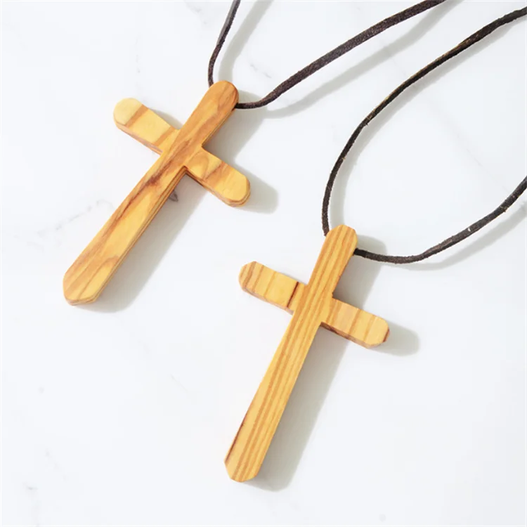 Factory wholesale custom handmade 100 Small Olive Wood Comfort Crosses  Religious Gift for Kids and Adults