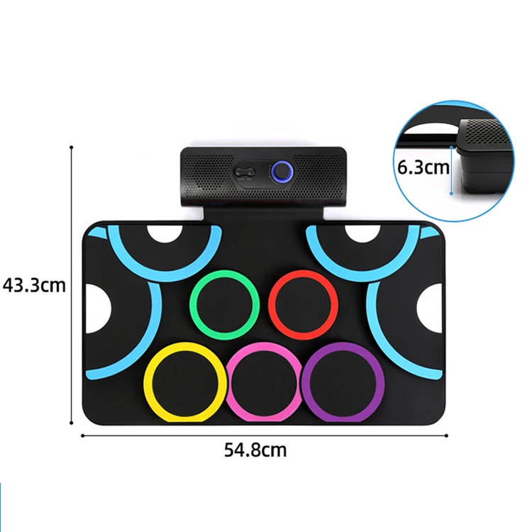 Foldable Silicone Toy Kit With Audio Electronic Digital Hand-rolled Electronic Drum Portable Roll Up Drum With Stereo Speakers