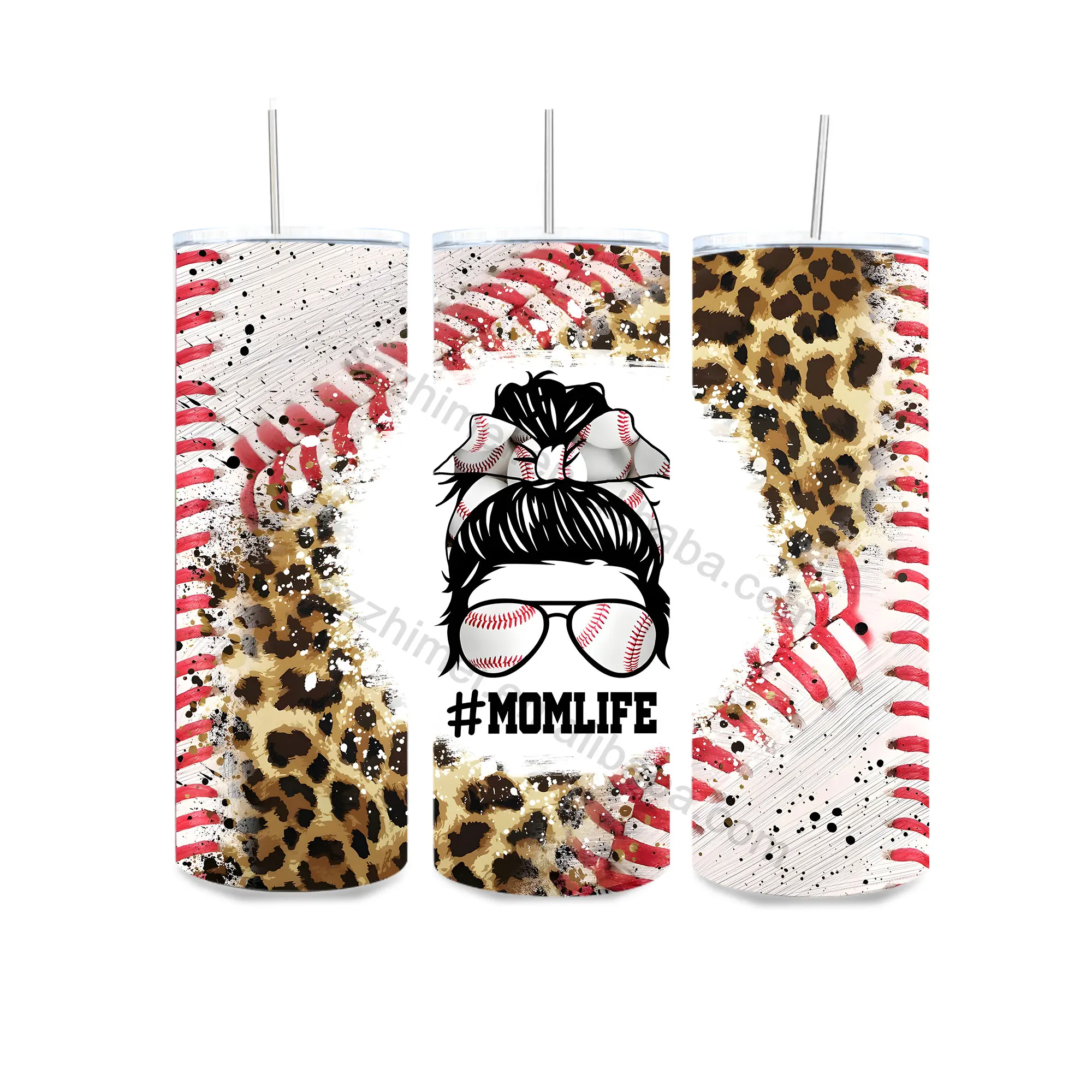 Custom Logo Cartoon Pattern 20oz tumbler Paint mom stainless steel cup sports water cup with lid straw