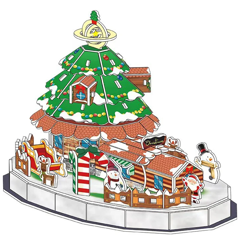 New Arrival Puzzle Toy Christmas Tree House Model 3D Paper Puzzle Educational Toys For Kids