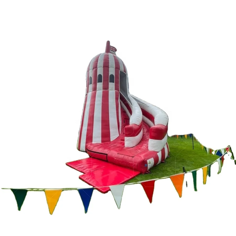 Outdoor commercial giant white water bouncer inflatable helter skelter slide
