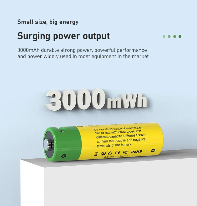Type-c d size li-ion 1.5v 3000mah 2000mah usb rechargeable batteries for Home Storage