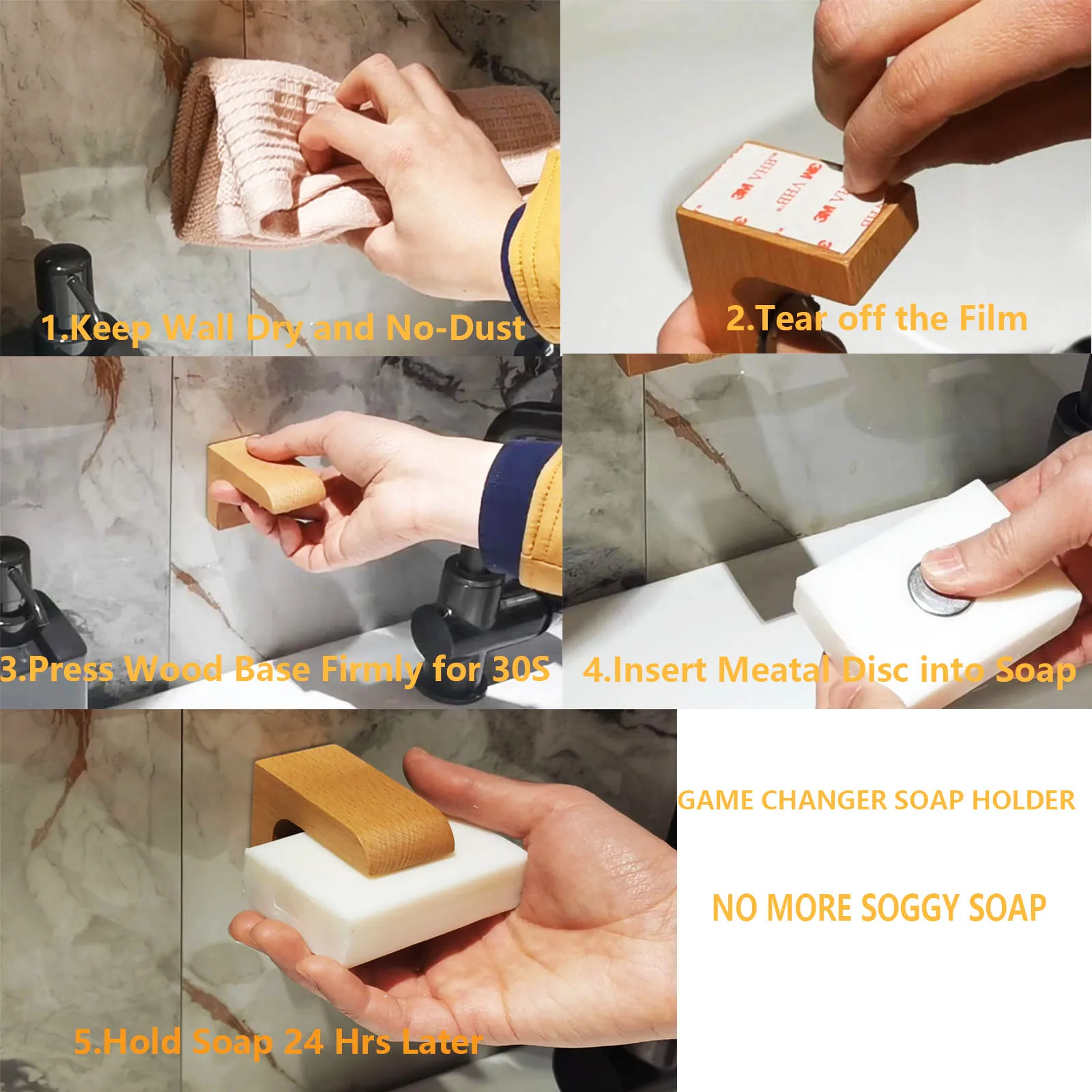 Экологичный деревянный магнитный держатель для мыла