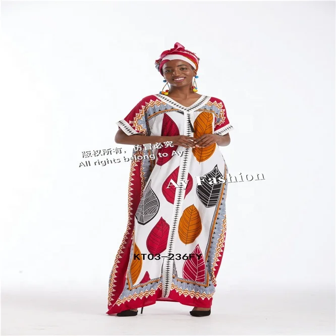 Western African Nigeria Hijab Muslim Cotton Dashiki Robe Dresses
