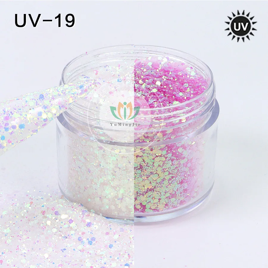 Wholesale Bulk Photochromic Chunky Mix UV Glitter Powder For Nail Art