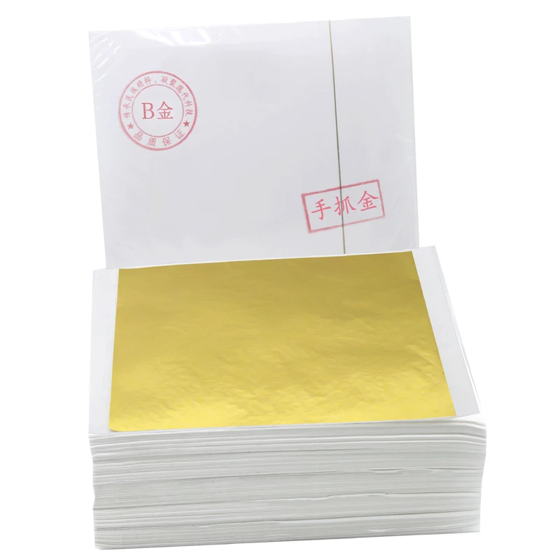 Hot Sell 14.2*13.5 cm 1000 Sheets B Gold Taiwan Gold Foil Leaf For Decorating Wall Art Crafts Furniture