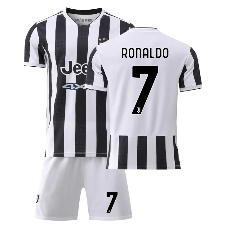 Wholesale Printing Black and White Striped Football Uniform Football Jersey Soccer Jersey