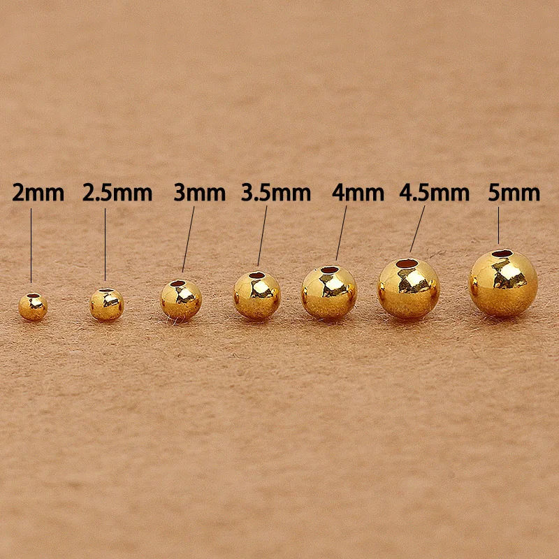 GP round spacer beads S925 silver gold plated 2mm-6mm balls Round beads seamless permanent jewelry chains making wholesale