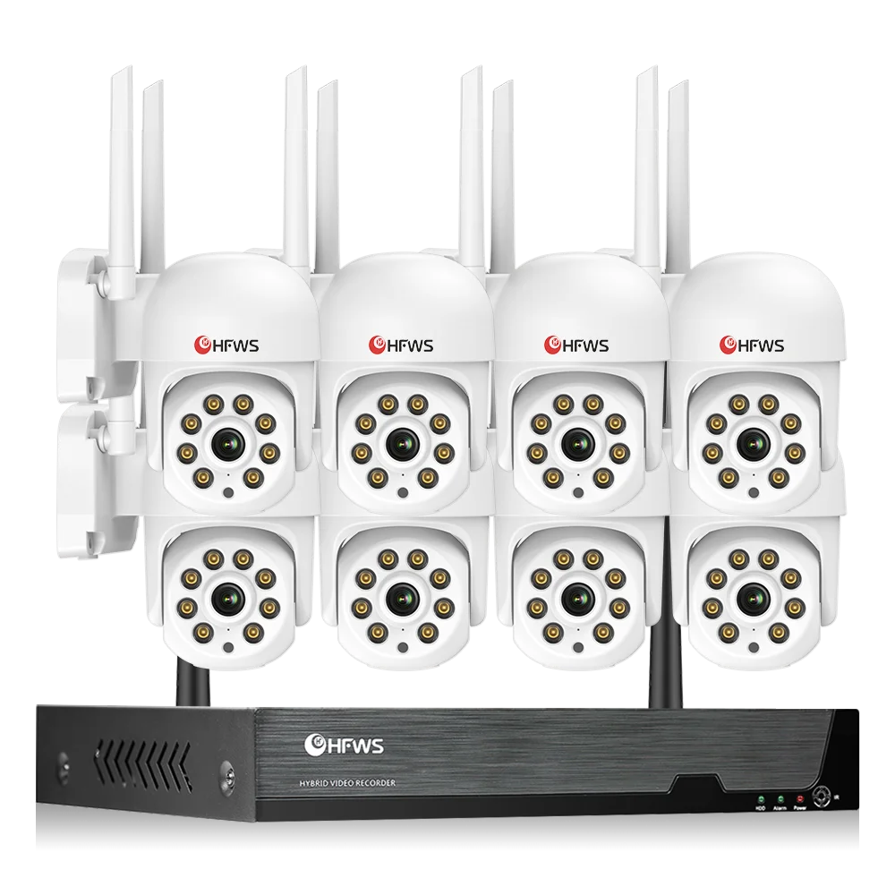 Tuya Smart Home 8 pcs Wifi Ptz Camera System Ip Camera Kit 3MP 8CH Nvr Surveillance Night Vision