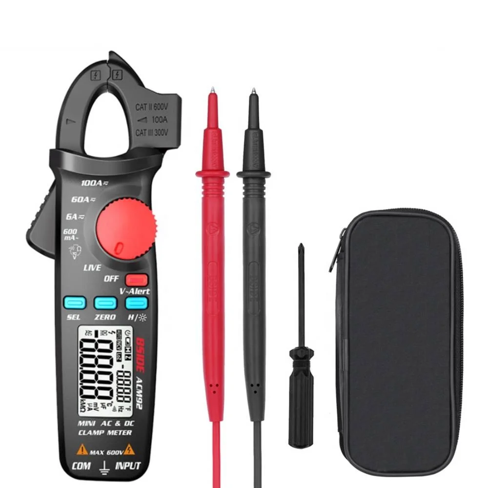 6000 counts portable 1mA resolution DC/AC current clamp meter with dual line display Bside ACM92