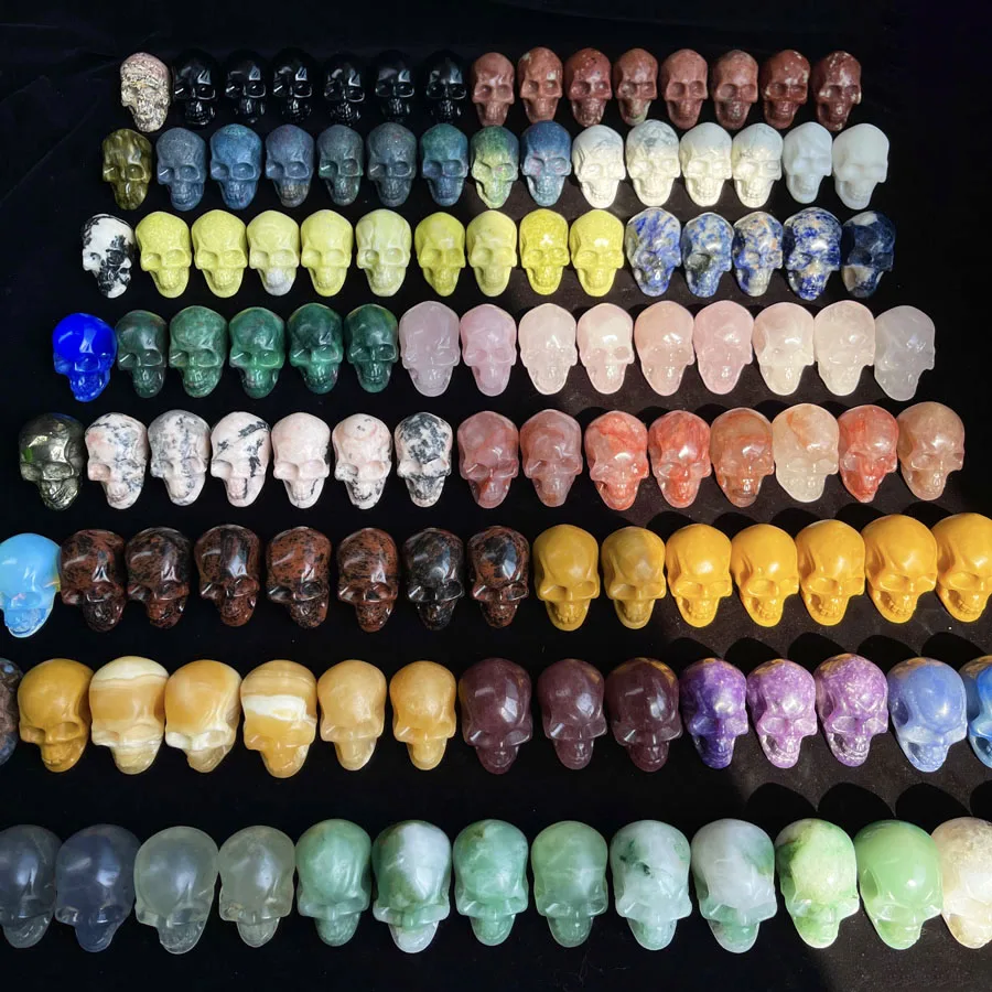 Wholesale 2 Inches Donghai Quartz Crystal Hand Carved Mixed Crystal Skulls For Healing Stones Decoration