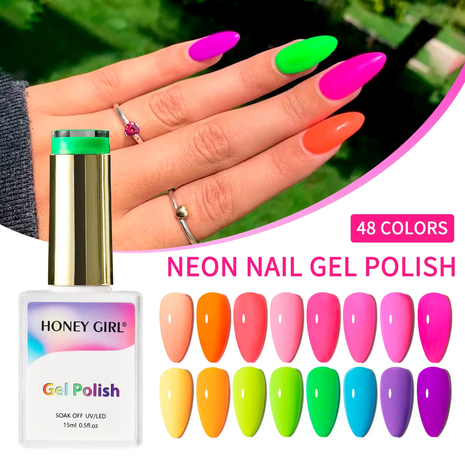 48 Color Set Neon Color Uv Gel Nail Polish Set Customized Bottle Package Nail Products Salon Gel Nails Gel Polish