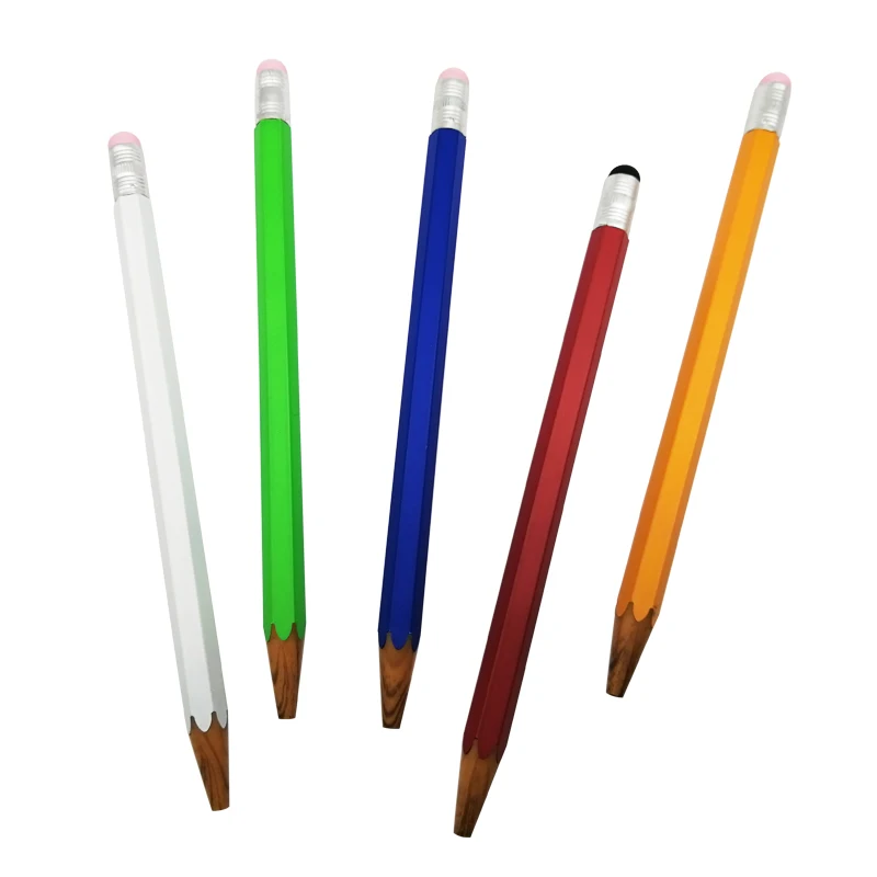 Pencil shaped stylus ball pens